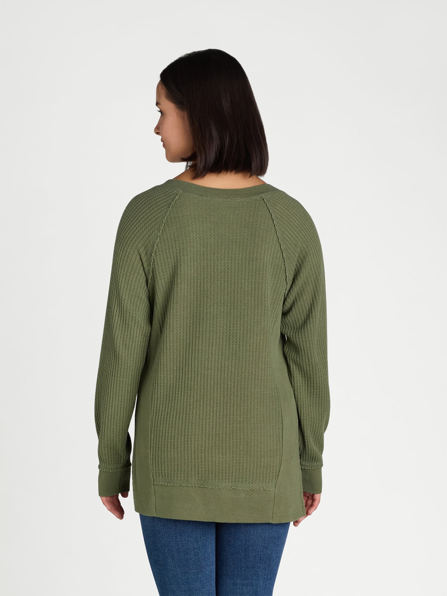 Time and Tru Women's Waffle Knit Sweatshirt, Sizes XS-XXXL