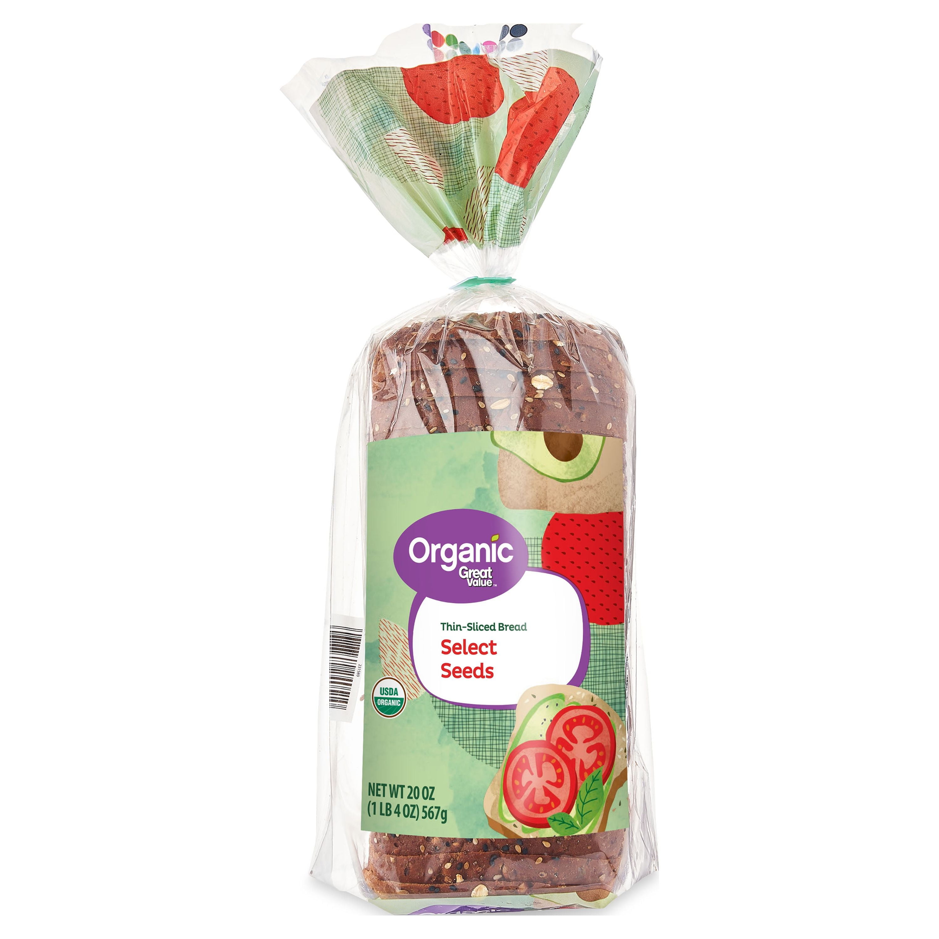 Great Value Organic Thin-Sliced Select Seeds Bread, 20 oz