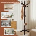 thumbnail image 6 of XXLYY 75" Wooden Coat Rack Freestanding - Adjustable Hall Tree Stand with 14 Hooks & stable Base, Heavy Duty Coat Hanger for Entryway, Bedroom, Living Room, office, 6 of 8