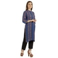 thumbnail image 2 of Moomaya Printed Womens Kurti 3/4 Sleeve Mandarin Collar Straight Kurta Soft Summer Tunic, 2 of 7