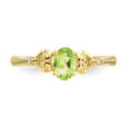 thumbnail image 5 of 10K Yellow Gold Ring Band with Stones (08) August Peridot Oval Green Diamond Round, Size 7, 5 of 5