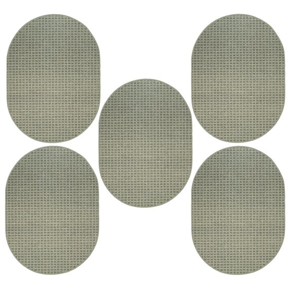 Furnish My Place Corner Indoor/Outdoor Commercial Green Color Rug, Corner Area Rug, Home Decor Mat, Pet-Friendly Carpet for Living Room, Bedroom, Made in USA, 2' x 4' Oval - Set of 5