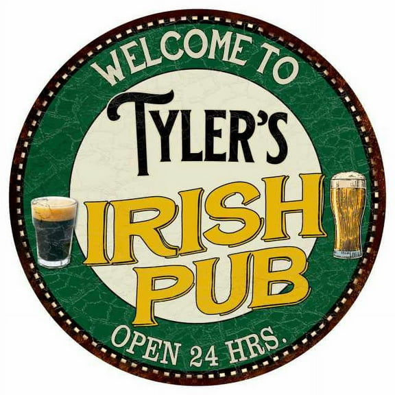 Tyler's Irish Pub 14" Round Metal Sign Kitchen Bar Wall Decor 100140036237
