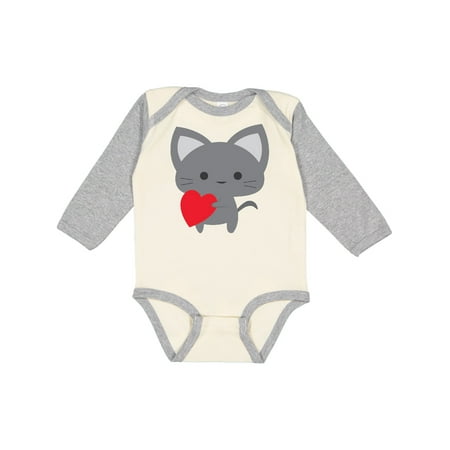 

Inktastic Heart Cat Gift Baby Boy or Baby Girl Long Sleeve Bodysuit