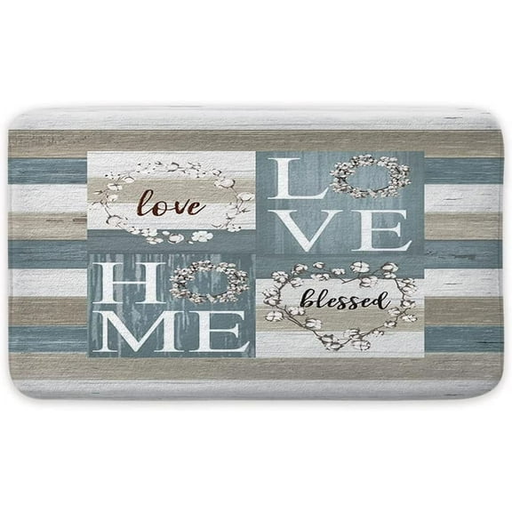 Rustic Bath Mat, Cotton Flower Vintage Wooden Board Old Barn Farmhouse Retro Western Country Farm Bathroom Bedroom Kitchen Toilet Floor Decor Rug, White Brown Grey Bathroom Rug 16x24inch