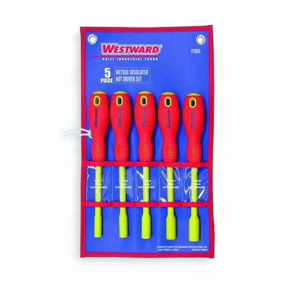 Westward Nut Driver Set,5 Pieces,Metric,Solid,Ins 1YXN8