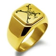 thumbnail image 1 of Stainless Steel Letter X Initial Floral Monogram Engraved Engraved Square Flat Top Biker Style Polished Signet Ring, 1 of 1