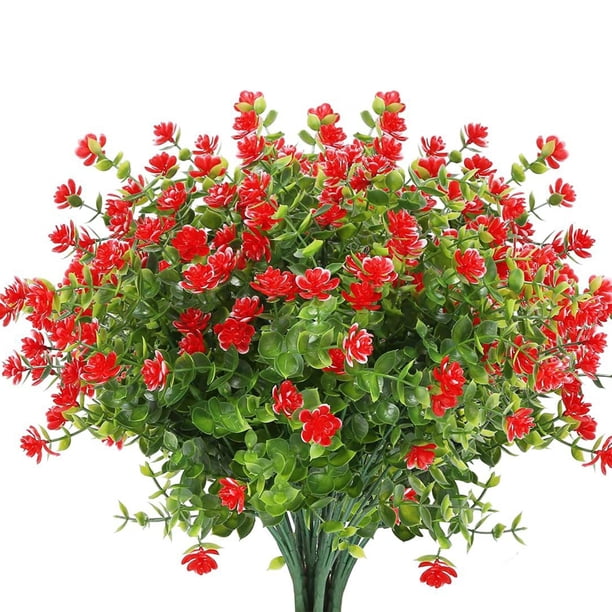 Happy Halloween 8 Bundles Outdoor Artificial Flowers UV Resistant Boxwood For Indoor Outside Garden Home Decor