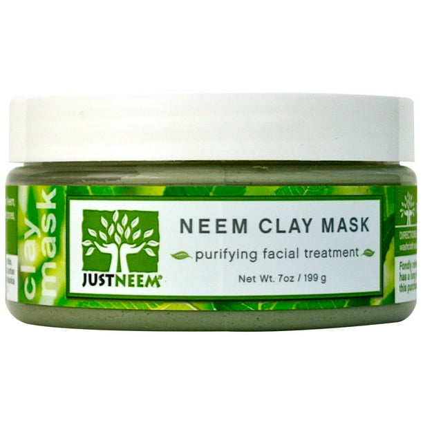 mascarilla de arcilla francesa justneem con neem para imperfecciones, puntos negros, erupciones; para pieles irritadas y estresadas; Limpieza Profunda y Rejuvenecedor; Aceites esenciales de romero, la