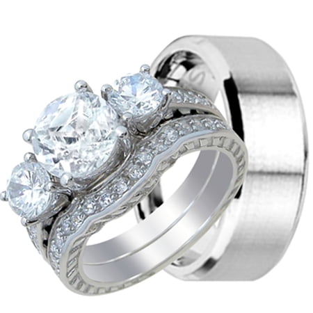 His and Hers Wedding Ring Set Matching Wedding Bands for Him and Her (6/9)