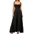 thumbnail image 1 of Vestido largo GLNEGE para mujer, verano, con tirantes finos, negro, 1 of 5