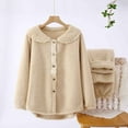 thumbnail image 2 of Elainilye Fashion Women Pajama Sets Casual Winter Fleece Loungewear Long Sleeve Nightwear Two Piece Sets Homewear,Beige, 2 of 3