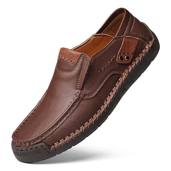 GREKS Men's Handmade Leather Slip-On Loafers, Casual Comfortable Driving Shoes