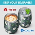 thumbnail image 4 of Floral 12oz Stainless Steel Insulated Wine Tumbler with Lid and Straw – Double Wall Vacuum Mug for Hot & Cold Drinks, 304 Steel Interior, Sweat-Free Design,Thanksgiving,Christmas, Spring,Flower, 4 of 5