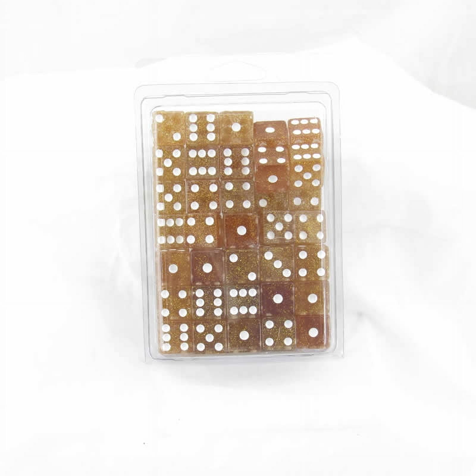 Yellow Glitter Dice with White Pips Squared Corners D6 16mm (5/8in) Pack of 50 Wondertrail