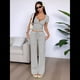 thumbnail image 5 of Conjunto de 2 Piezas A Rayas para Mujer, Camiseta de Corta, Pantalón , Conjunto de Estar por Casa A Juego con Bolsillos. y Negro L, 5 of 10