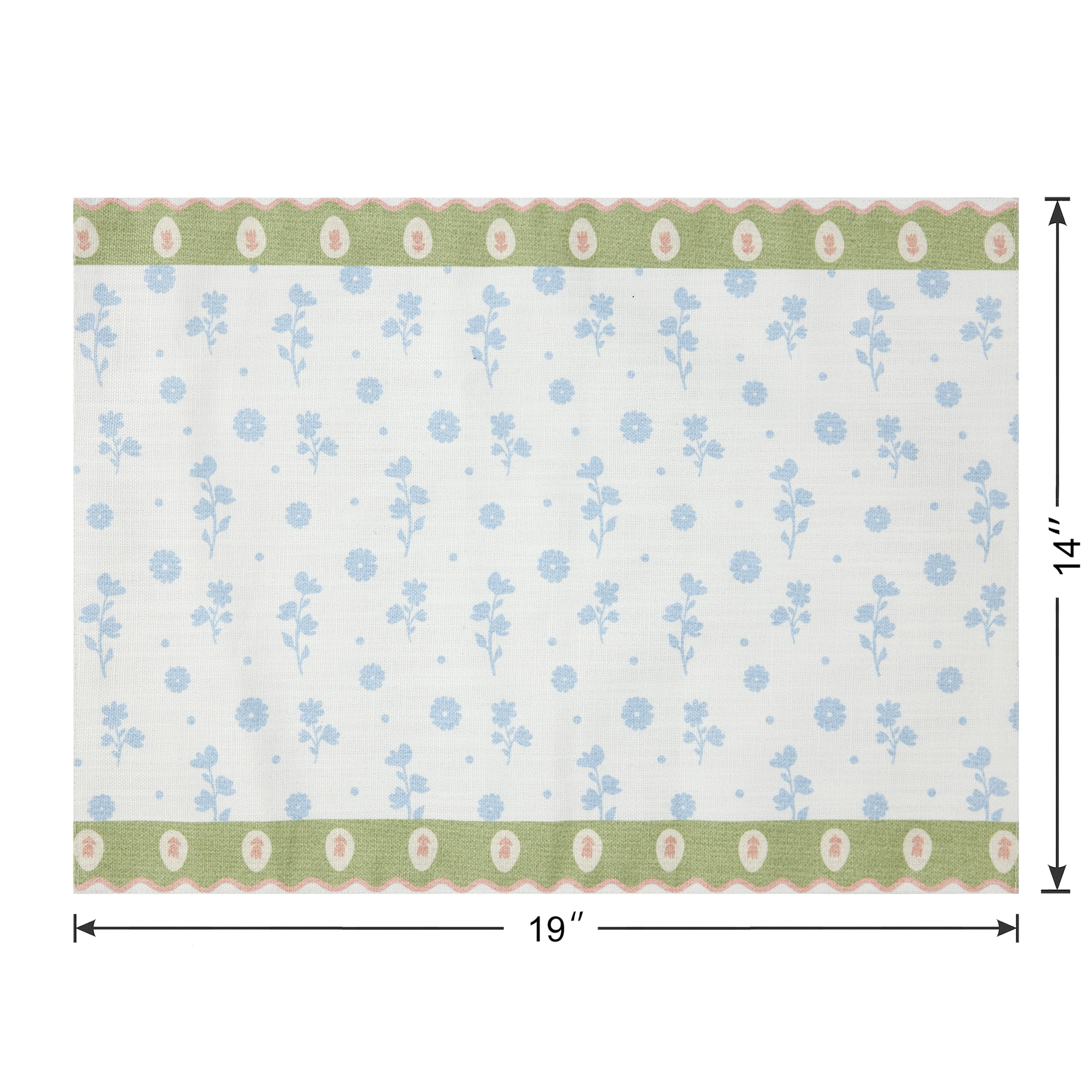 Floral 4 Pack Table Placemat Set - 14" x 19" Each - 100% Cotton, Multi-color