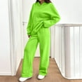 thumbnail image 4 of Women's Lounge 2 Piece Sweatsuit Set Oversized Hoodie Wide Leg Sweatpants Casual Track Outfit Green L, 4 of 7