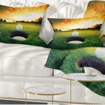 Designart Golf Ball Near Hole - Landscape Printed Throw Pillow - 12x20