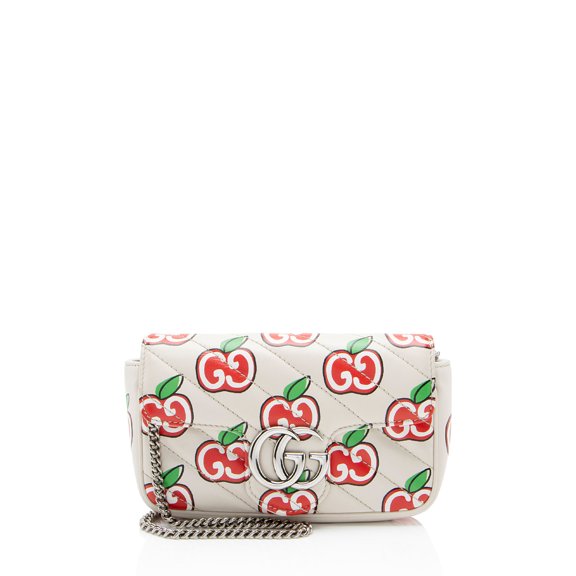 Pre-Owned Gucci Matelasse Leather Apple GG Marmont Mini Flap Bag