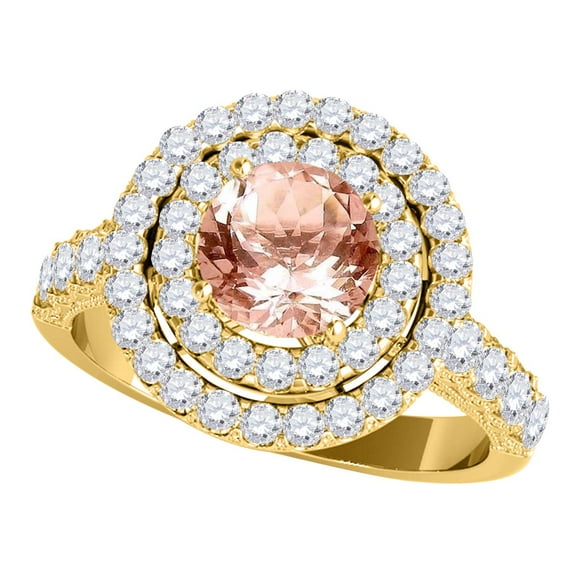 Mauli Jewels Rings for Women 1.85 Carat Diamond And Moragnite Ring 4-prong 14k Yellow Gold