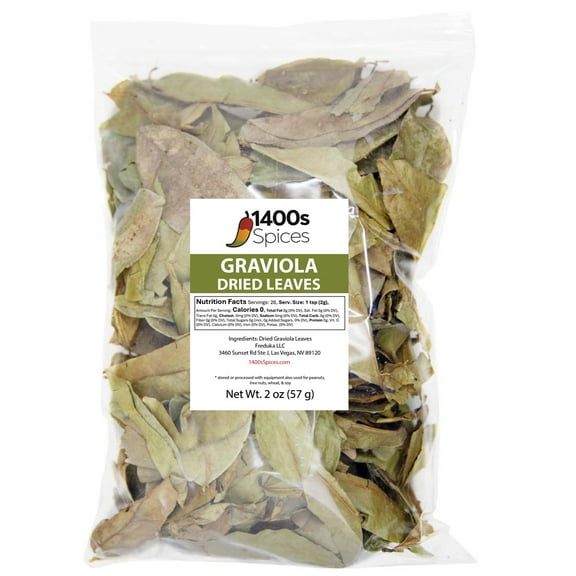 2oz Dried Soursop Tea Leaves, Graviola Loose Leaf Herbal Tea Dried, Hojas de Guanabana by 1400s Spices