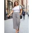 thumbnail image 6 of Gleelist Women's Plus Size Wide Leg Pants Lightweight Casual High Waist Side Slit Flowy Lounge Trouser With Pockets XL-5XL, 6 of 7