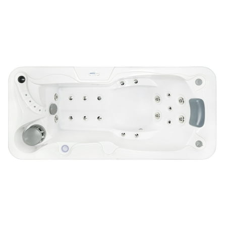 Hudson Bay HBSL 1-Person Hot Tub with 19 Therapy Jets and Digital Controls – White Acrylic Interior and Mocha Exterior Cabinet - Ideal for Indoor/Outdoor - Small and Portable Spa