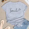 thumbnail image 6 of Jamsmile Women Tshirts Summer Casual Letters Love Print Short Sleeve T Shirt Tops Crew Neck Casual Tunic Basic Tee Shirts, 6 of 6