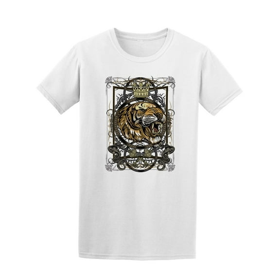 Cool Tiger Face Tattoo T-Shirt Men -Image by Shutterstock, Male x-Large