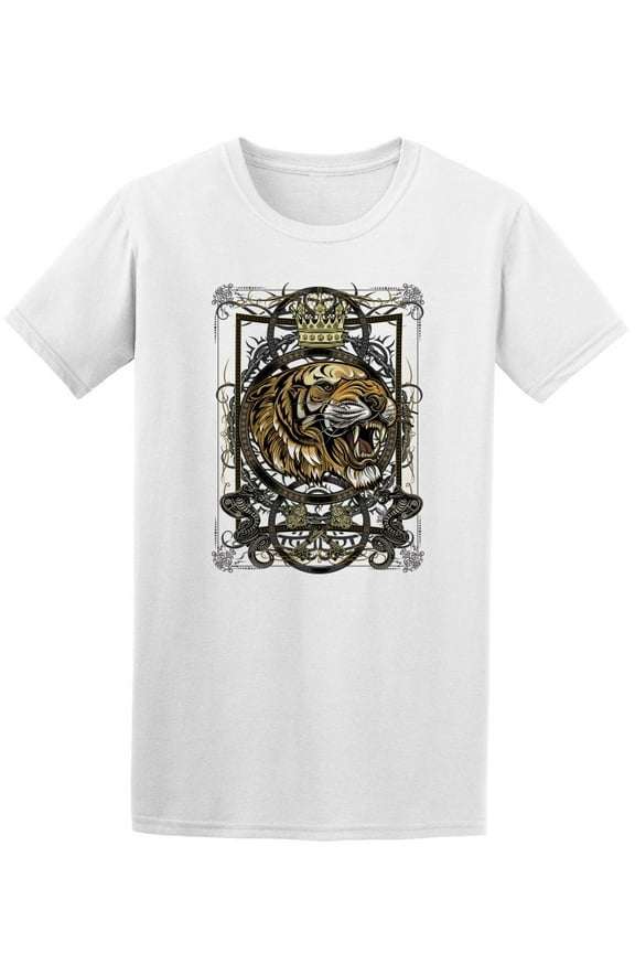 Cool Tiger Face Tattoo T-Shirt Men -Image by Shutterstock, Male x-Large