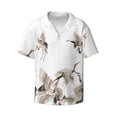 thumbnail image 3 of Goofa Japanese White Cranes Printed Men's Casual Short-sleeved Shirt,Lightweight Breathable Button-down,Summer Casual men's top,Versatile Fashion shirt-Large, 3 of 7