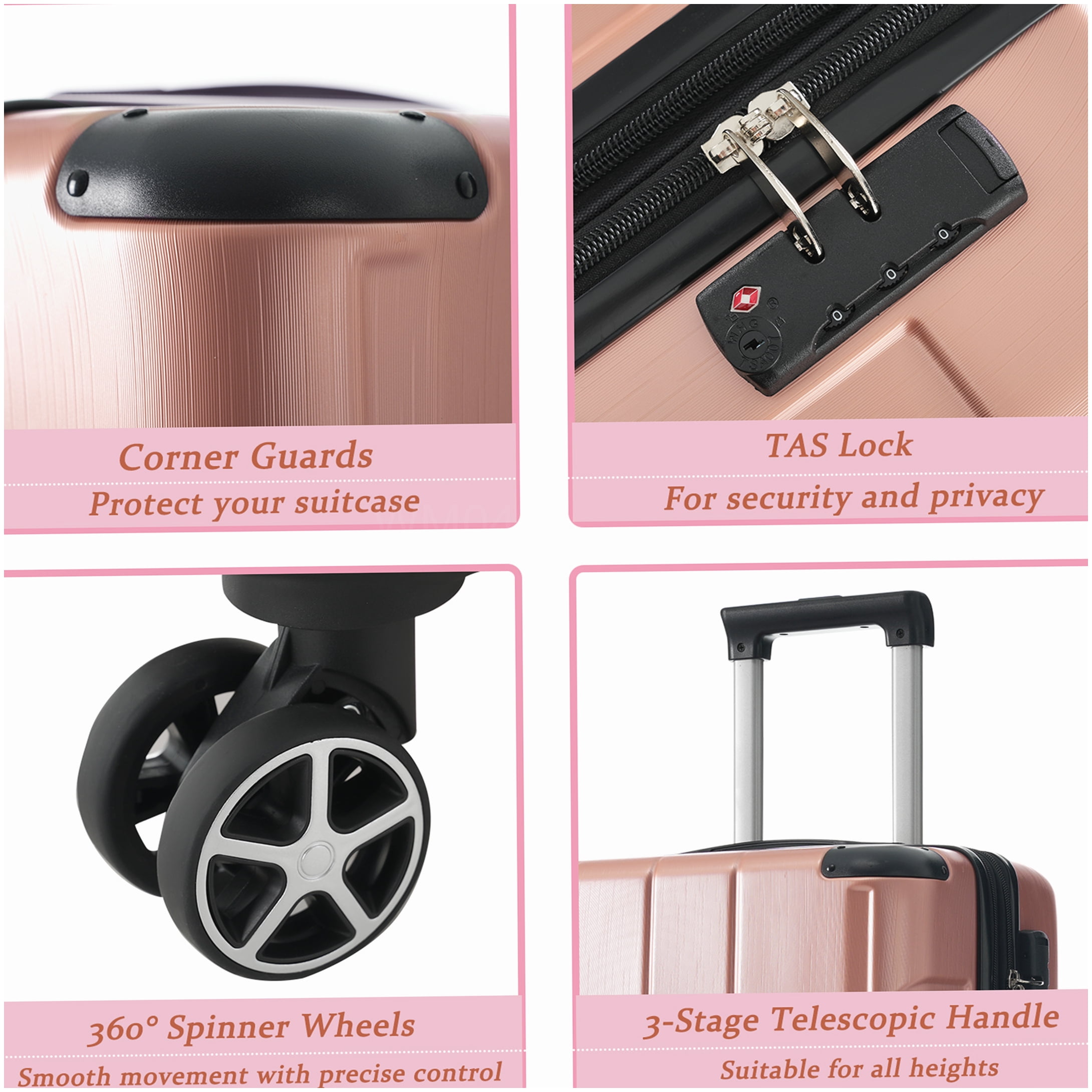 Expandable 28" Hardshell Suitcase with TSA Lock, Lightweight ABS Checked Luggage in Rose Pink