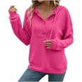 thumbnail image 2 of Wowcloth Women's Hooded Sweatshirt, V-Neck Solid Color Long Sleeve, Casual Comfort Fit for Daily Wear and Outdoor Activities, 2 of 8
