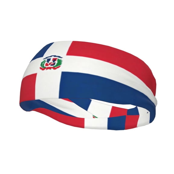 Headband Moisture-Wicking Non-Slip Dominican Republic Flag Sports Sweatband For Men Women - One Size