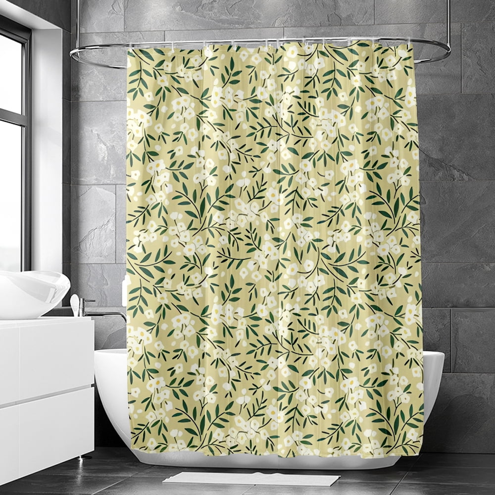 FABOTD Floral Shower Curtain Light Green Shower Curtains for Bathroom