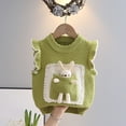 thumbnail image 2 of CYRBOKO Toddler Girls Sweater Vests, Crewneck Casual Sleeveless Gift Knit Pullover Green Size 2-3 T, 2 of 3
