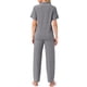 thumbnail image 3 of Conjunto de pijama para mujer INSPIRE CHIC, con botones, suave, de manga corta, ropa de dormir, pantalones largos, conjunto de 2 piezas, S, gris oscuro, 3 of 6