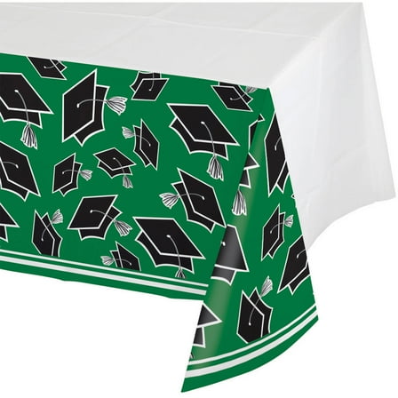 School Spirit Emerald Green Plastic Tablecloth