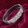 thumbnail image 4 of Natural Single Cut Diamond 925 Sterling Silver PEACE Bangle, 4 of 4