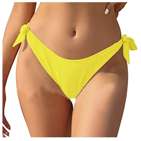 RUTAYY Women Vintage Flower Print Low Waist Bikini Bottom Swimwear Briefs Beach Bikini Bottom Side Tie Thong Bathing Swimbottom Bohemian Swim Wear