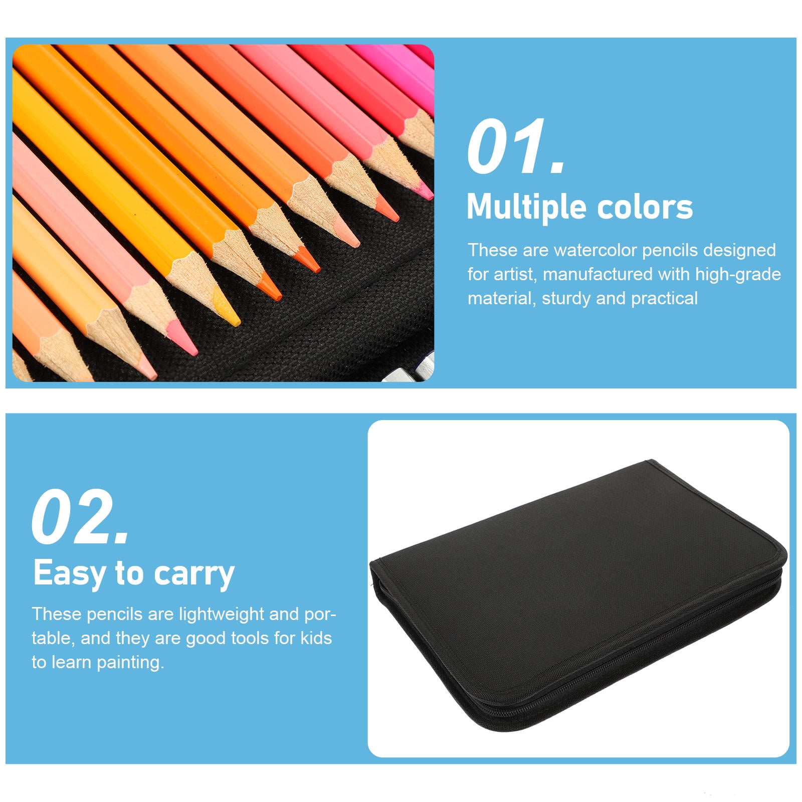 WHAMVOX  Professional Kids Pencils School Art Colored for Child Student