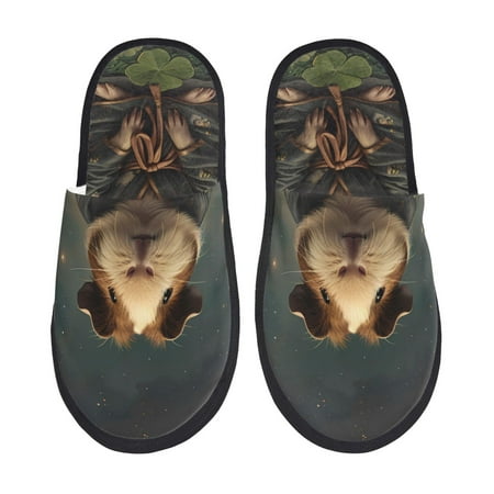 

Pofeuu Lotus Leaf Starry Sky Guinea Pig Print EVA Fuzzy House super light Slippers Slippers Scuff Outdoor Indoor Warm Cozy Plush Bedroom Shoes Soft Flat Comfy Anti-Slip-Medium