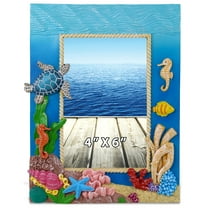 CoTa Global Under The Sea 4x6 Nautical Frame - Colorful Nautical Beach Photo Frame for Summer Vacation Memory, Handmade Tropical Ocean Nautical Picture Frame For Tabletop or Wall Hang - 6 Inches