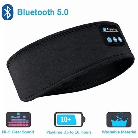 Bluetooth Sleep Mask, Wireless Sport Headband Headphones with Built-in Speakers for Side Sleepers