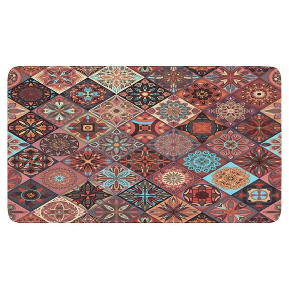 Boho Vintage Red Geometric Design (3) Welcome Doormat for Indoor/Outdoor Entrance Boho Vintage Red Geometric Design (3) Decoration Door Mat Kitchen Door Mat Bedroom Doormat 17x30 Inch