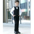 thumbnail image 2 of Boys Suit 5PC Baby Suits Wedding Party Little Gentleman Prom Tuxedo Black Dress suit Outerwear Party 3T, 2 of 4