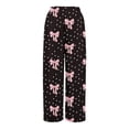 thumbnail image 5 of LWavelet Soft Fabric Bow Polka Dot Wide Leg Pants Women Daily Casual Wear Black M, 5 of 6