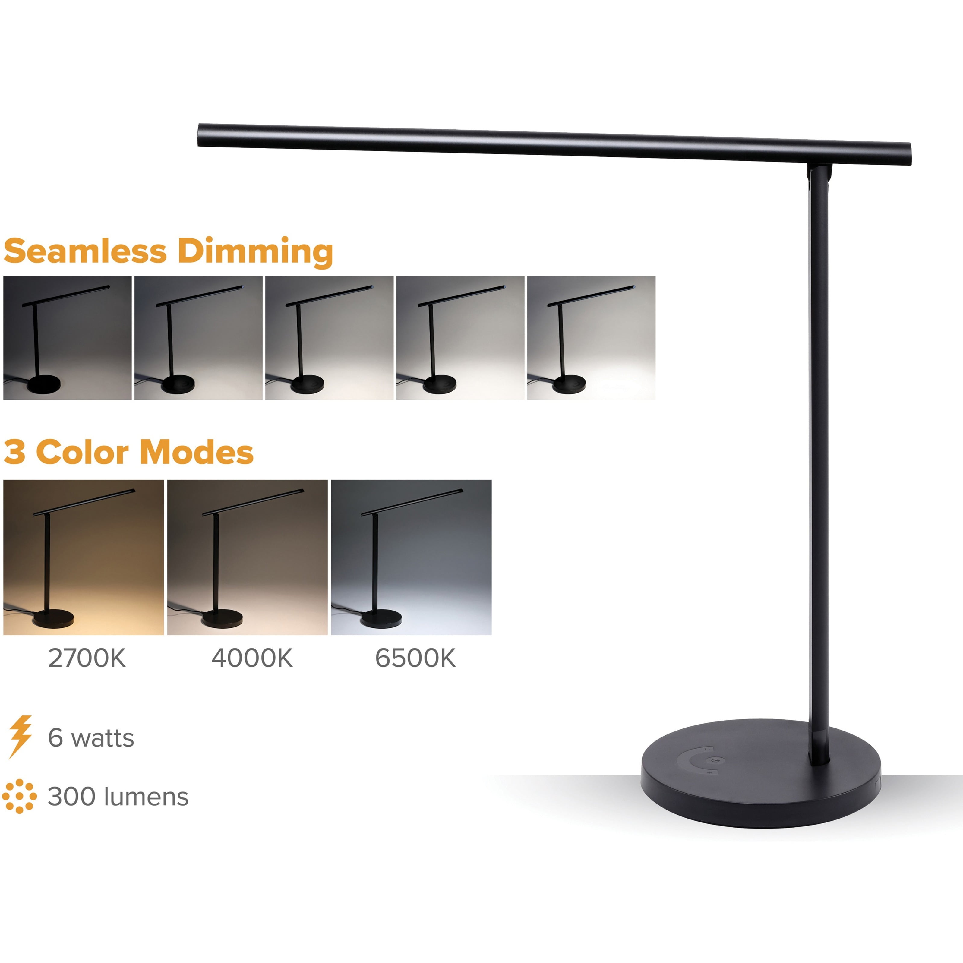 Bostitch Dimmable LED Desk Lamp with Adjustable Color Temperature, Black