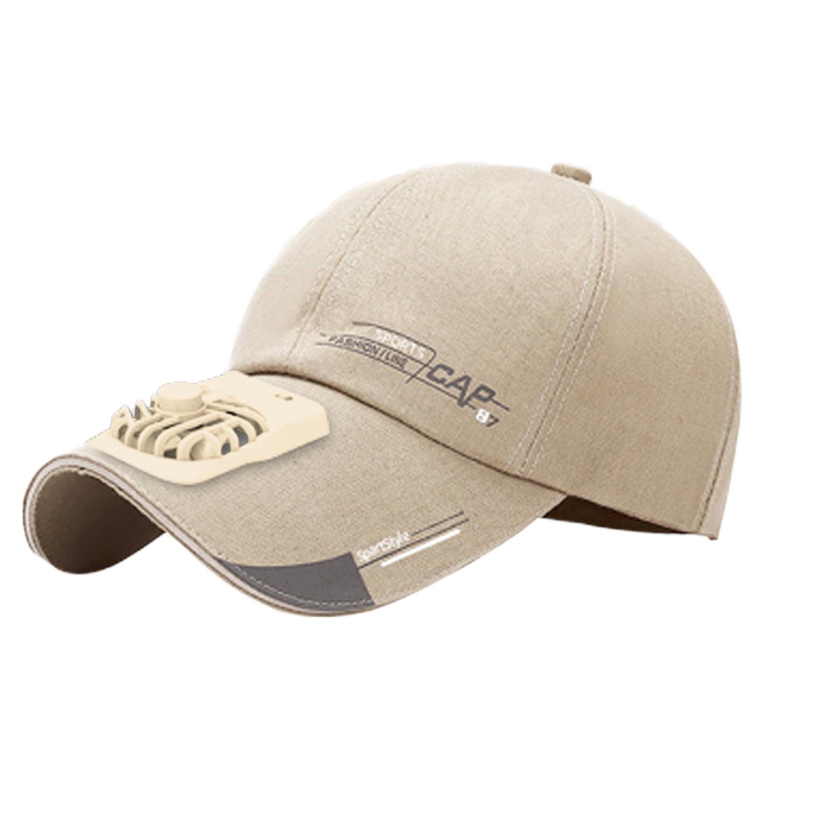 Leeye USB Charging Fan Hat, Breathable Sun Hat with 2 Wind Speeds, Outdoor Sports Cooling Cap, Rechargeable Baseball Cap for Camping Hiking, Low Noise, Beige, One Size, Cloth
